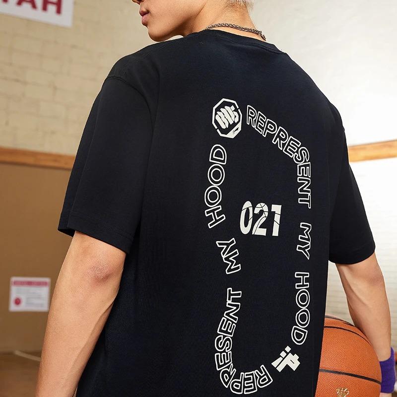 Li-Ning Badfive 2022 Shanghai City Limited Edition Hu Hood Letter Print Loose Round Neck Short Sleeve T-Shirt Unisex Tops Black AHSSB05-3