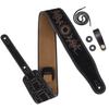 Amumu Guitar Strap, Tribal Embroidered Premium Suede Leather, Black, 2.7" Strap, Adjustable Length 35.4" To 50.4" for Acoustic, Electric, and Bass Gui