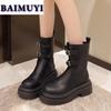 Platform Women Ankle Boots Mid Heels Shoes 2025 Trend Designer Chunky Casual Brand Chelsea Boots New Goth Punk Pumps Mujer Botas