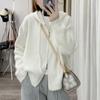 Solid Hooded Cardigan Sweater for Women 2023 Spring and Autumn Warm and Loose Version Zippered Cardigan Sweater Coat for Women
