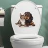 Fun-m87 Cartoon Dog and Cat Stickers for Bathroom Toilet Toilet Decorative Wall Stickers