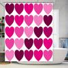 Bright Pink Deep Red Heart Shower Curtain Set for Bathroom Decor 3D Printed Fabric Waterproof Bathroom Accessories Perfect Gift