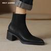 2024 New Autumn/Winter Women Boots Round Toe Chunky Heel Boot Western Boots Zapatos De Mujer Ankle Boots Genuine Leather Boots