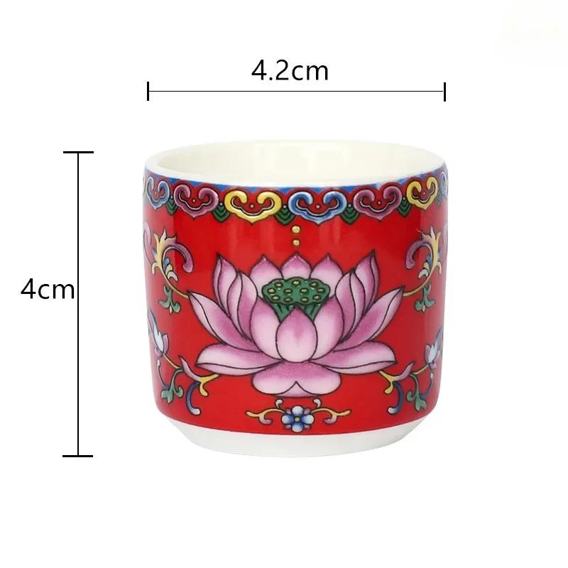 3pcs Buddhist Ceramics Water Supply Cup Buddha Hall Lotus Goblet Wine Glass Decorations Home Feng Shui Worship Decor Accessories