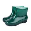 Short Rain Shoes Women's Solid Color Fashion Velvet Short Water Shoes Rain Boots Sole Tube Work Rubber Shoes Four Seasons Labor Insurance