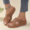 Spring and Summer Footwear Plus Size Slippers Hollowed Out To Wear Casual Round-headed Wedge Sandals Beach Women's Shoes