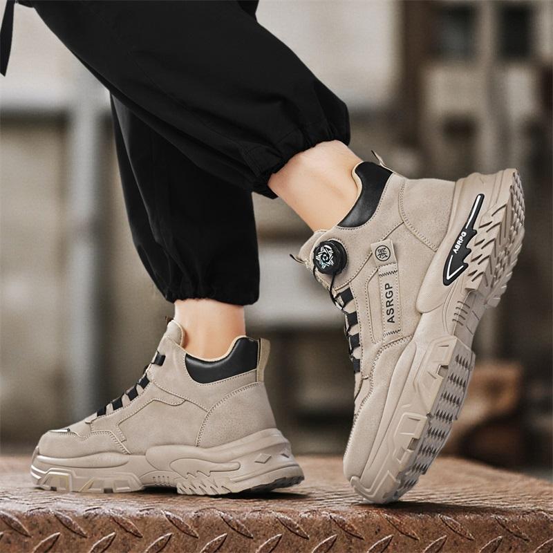 Men’s Black Deserts Shoes Casual Hiking Boots Grey Outdoor Sport Boots Plus Size High Top Sneakers