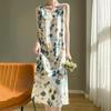 Silk Satin Women's V-neck Print Spaghetti Strap Maxi Dress - Summer 2025 Collection