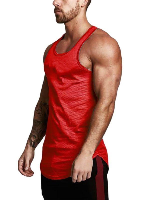 Muscleguys Sports Vest Summer Casual Loose Bottoming Shirt Men's Fitness Mesh Sleeveless T-shirt