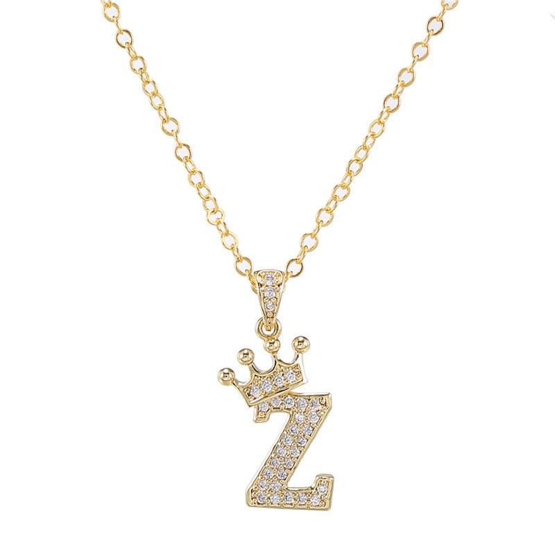 Zircon Crown Necklace New Necklaces Fashion Women's Necklace Pendant Simple English Letter Necklace