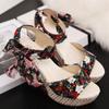 Sandals for Women Wedges Heel Bow Super-high Print Woman Shoes Korea On Offer Sandal Sales 2025 Luxury The Best Wholesale Shoe