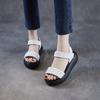 Fashion High Quality Real Leather Sandals for Women In The Summer of Featuring New One-piece Strap and Thick Soled Wedge Heel Sandals