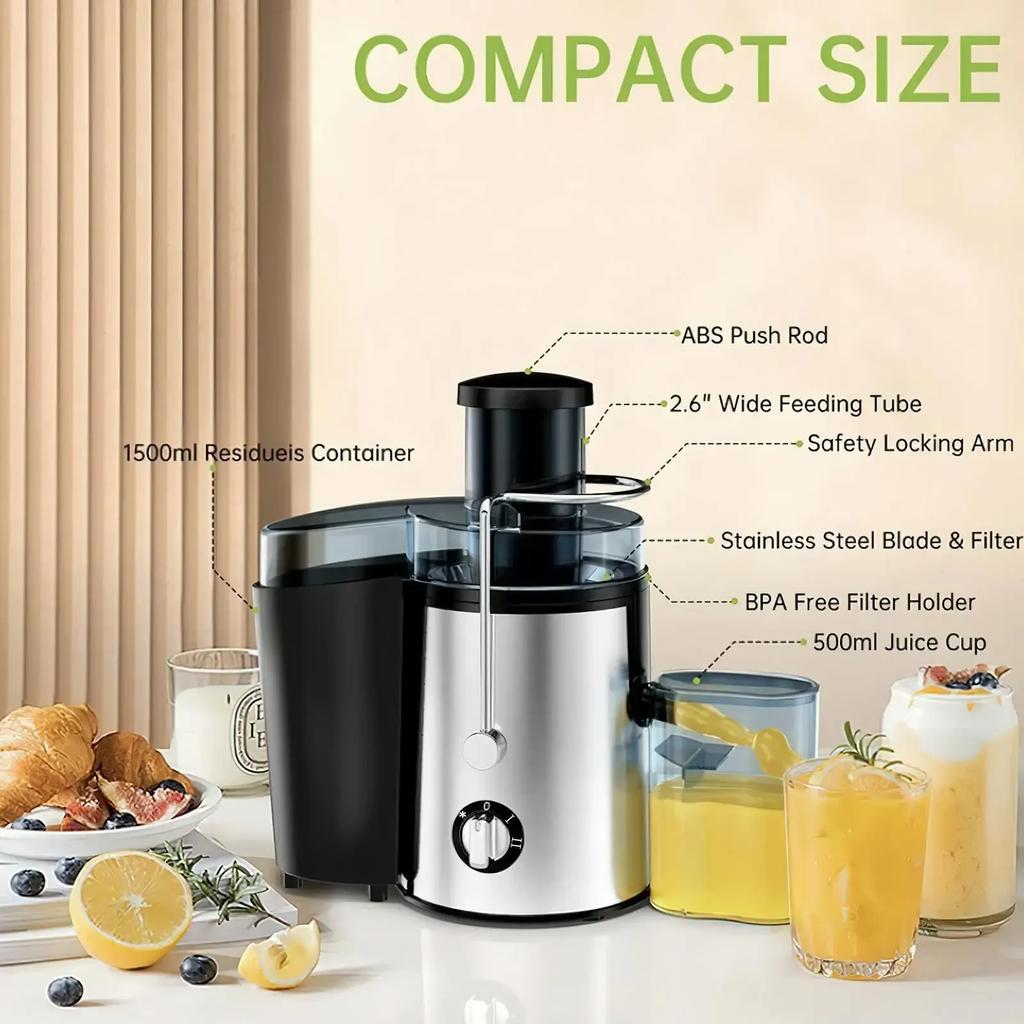 400W Electric Juicer Machine Juicer Wide Chute for Whole Fruit Juicer Extractor Juicy Vegetables Fruit Mixer Blender with Bottle