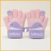 Cute Whale Winter Knitted Gloves Warm Plush Kids Gloves Cartoon Five-finger Gloves  Outdoor