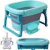 Grande Baignoire Pliable Ultra Compact Kikido, Baignoire Enfant En Plastique Avec Bouchon De Vidange, Pieds Pliable-bleu