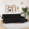 VidaXL 3-seater Sofa with Footrest Black 210 Cm Fabric, Sofa, Living Room Sofa, Fabric 3-seater Sofa, Sofa 3278253
