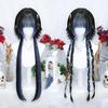 Synthetic Long Straight Hair And Straight Blue Highlights Women's Fringe Wig Cosplay Lolita Party Wig For Women
