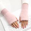 Half Finger Gloves Women Long Fingerless Gloves Fleece-Lined Touchscreen Knitted Gloves Thermal Soft Stretchable Wrist Warmers for Winter Work Typing