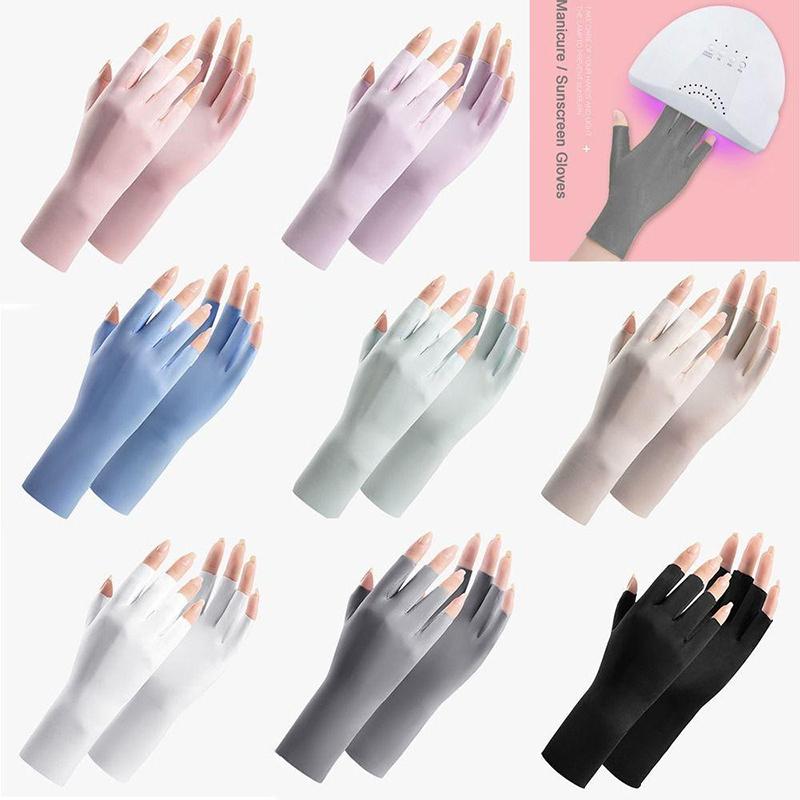 1 Pair Fingerless Gloves Summer Sunscreen Uv Protection Multicolor Gloves Woman Driving Gloves Stretch Female Touchscreen Ice