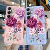 Flower Patterned Soft Silicone Case For Samsung A55 M35 S24 Xiaomi Redmi Note 13 Pro 13C iPhone Huawei Honor Realme Camera Protective Shockproof Cover