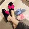 Cute Bow Home Cotton Slippers Indoor Non-slip Thick-soled Fluffy Slippers 2025 New Fashion Outer Wear
