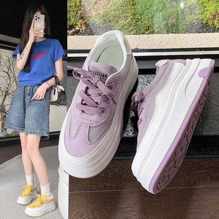 Mesh Breathable Thick-soled White Shoes Women's New Summer Thin Versatile Casual Sports Board Shoes