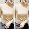 Women's Half - High Neck Base Layer Top for Spring and Autumn Long - Sleeved T - Shirt Inner Wear Versatile Slim Fit Black Outer - Wear Top