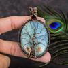 Aquamarine Handmade Copper Wire Wrap Jewelry Pendant 3.35 H9g17