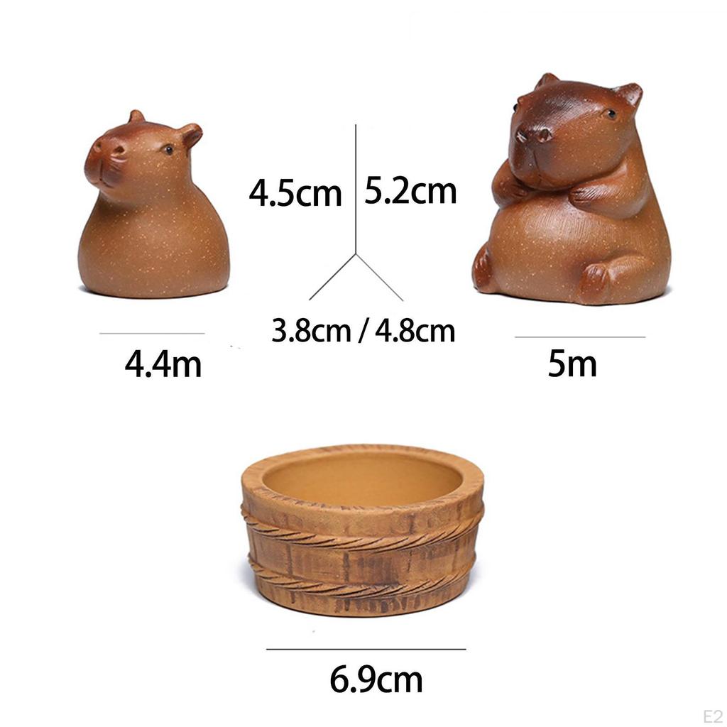 Ceramic Clay Mini Capybara Sculpture Tea Pet Miniature Decoration DIY Craft for Home