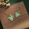 JMXD-Серьги с эмалью из искусственной бирюзы Ювелирные изделия Позолоченные Этнический стиль Ретро Литературная текстура Женские в китайском стиле