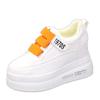 Fashion Genuine Leather Women Plush Platform Sneakers Wedgies Spring Casual Vulcanized Shoes Ladies Thick Bottom Court Sneakers White