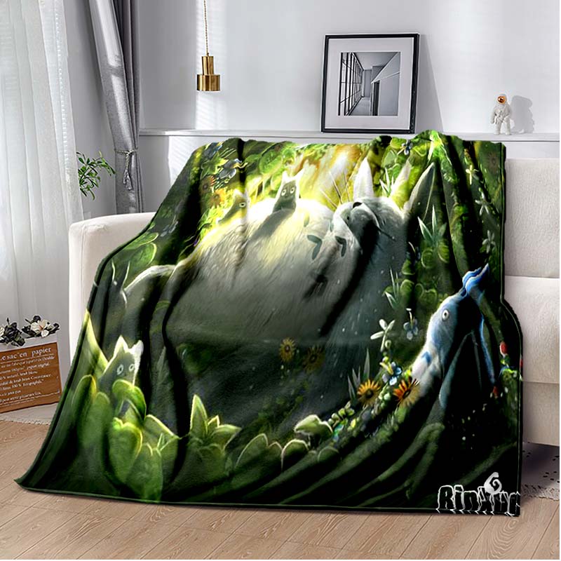 Throw Blanket Totoro Hayao Miyazaki Black Cat Throw Blanket Bedspread Sofa Soft Blanket  Adult/children Blanket Travel Camping