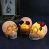 Horror Skeleton Head Statue LED White Halloween Decoration Simulation Skull Ghost  House Ornaments