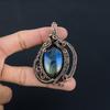 Labradorite Pendant, Handmade Gemstone 999 Copper Wire Wrapped Pendant Antique Jewelry, For Gift Silver Jewelry