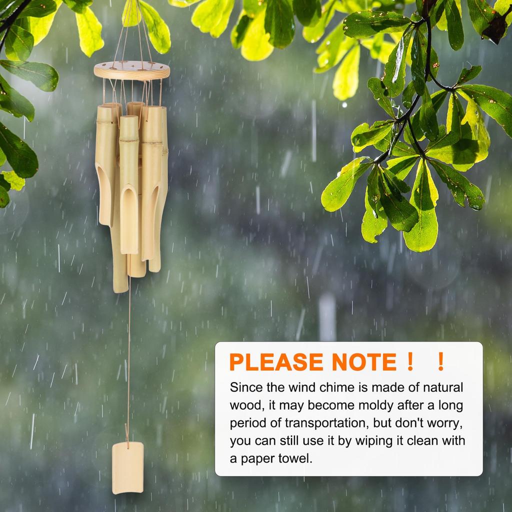 METERXITY Bamboo Wind Deep Wooden Wind Chimes for Indoor and Outdoor Wooden Wind Chimes 1-Pack Chimes, Melody, Sound, Decor/Porch/Garden, 31" [Wood