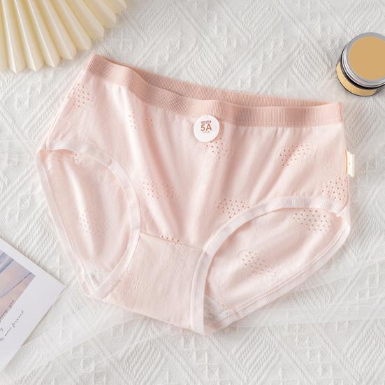 High School Student Panties Seamless Mid Waist High Elasticity Hollow Out Good Breathability Solid Color Slim Fit Thin