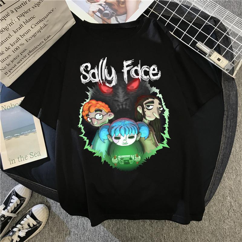 Men T Shirt Sally Face Print Regular Short Sleeve T-shirts Female Harajuku Summer Fashion Casual Short-sleeve Clothing Tops Tees