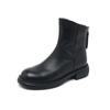 Autumn and Winter Plus Velvet Genuine Leather Women's Back Zipper Thin Female Boots Retro Mid-Top Large Size Casual Shoes