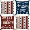 New Home Office Pillow Cover Freedom Day Pentagram Letter Printed Linen Cushion Cover