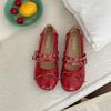 Fashion and Lightweight French Red Light Mouth Flat-soled Single Shoes Women's 2025 New Spring Skirt Mary Jane Shoes