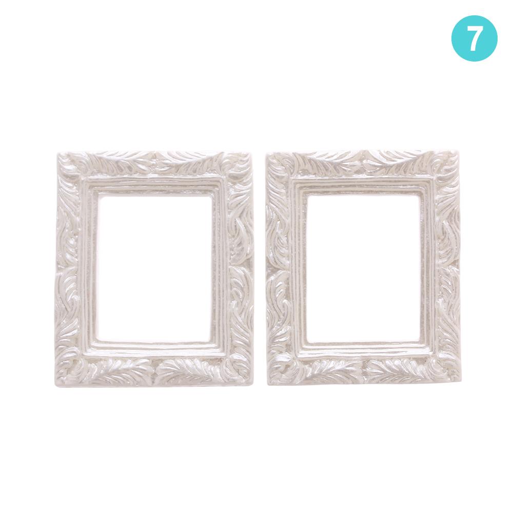 2Pcs 1/12 Mini Resin Photo Frame Dollhouse Miniature Accessories Simulation Furniture Model Toy for Children Doll House Decor