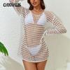 Women's Cover Ups Bikini Cover Up Mesh Hollow Out Knit Swimsuit Beach Sun Shirt Summer