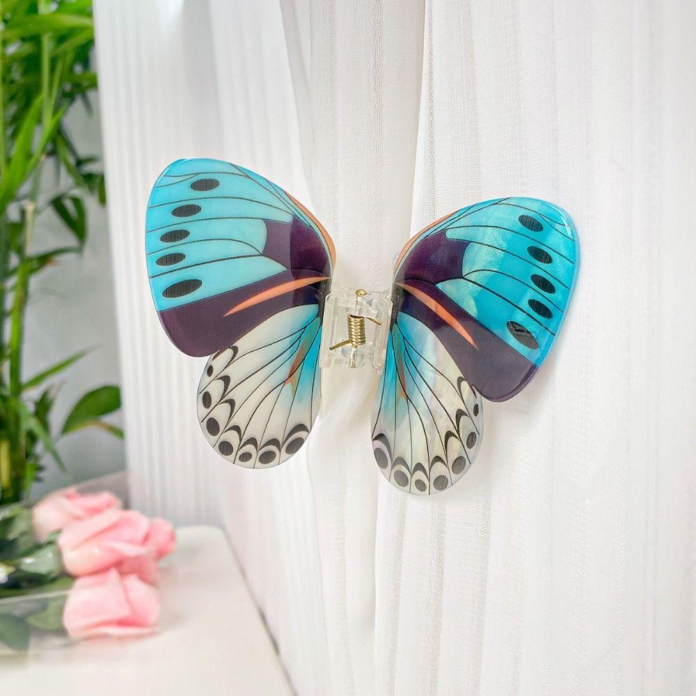 Animals Butterfly Hair Claw Printing Large Shark Clip Creative Butterfly Hair Clip  Female
