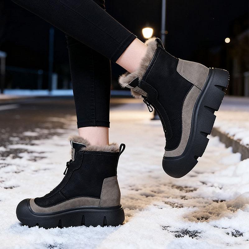 Thick-soled Heightening Non-slip Short Boots Women's New Autumn and Winter Soft-soled Thin Velvet Fashionable Versatile Cotton Boots