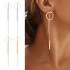 1 Pair Women Hollow Chain Tassel Hoop Ear Decoration Jewelry Prom Party Earrings Commute