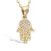 [R4217] - Gold Plated Pendant 'Hand of Fatma' Golden White - 14x10 Mm