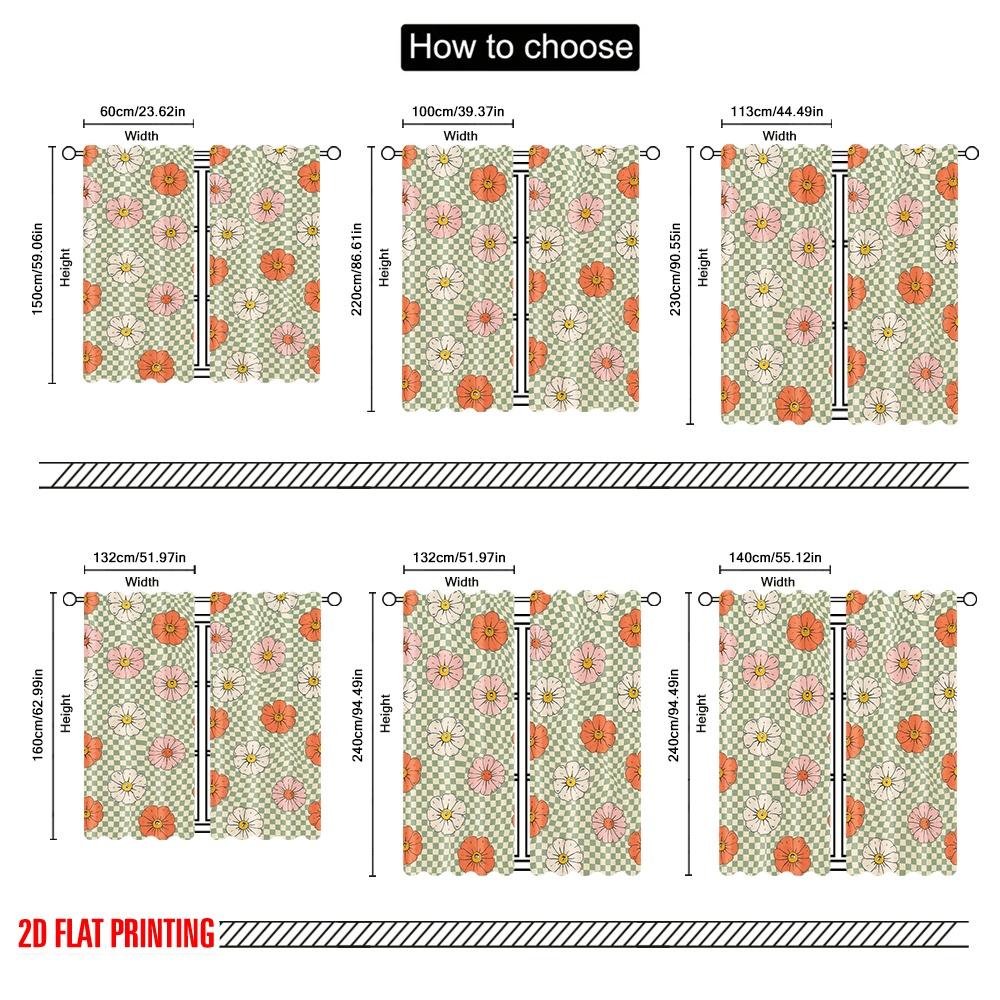 2pcs,2D Plane Printing Contemporary Curtains Bailey Blooms Polyester Fabric (without Rod) Festive Use for Bedroom, Living Room,