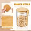 6Pcs Glass Jars With Bamboo Lid And Spoon Label Spice Beans Tea Glass Canisters Sealed Yogurt Oatmeal Container Kitchen Supply