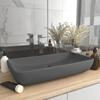 VidaXL Luxury Rectangular Washbasin Countertop Washbasin Toilet Hand Basin Bathroom Cosmetic Room Home Grey 146961