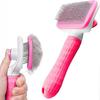 LINJOU Dog Brush Cat Brush Grooming Comb,Cleaning Button for Cat Dog Shedding Tools(Pink)